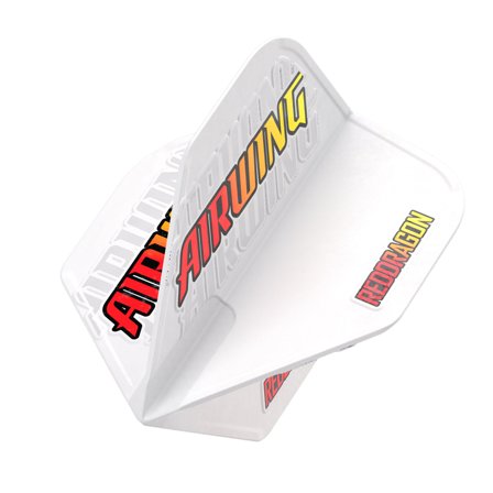 Red Dragon Darts Airwing Flight Set (3pcs) - Plastic Dart Flights, 90 Degree Fins, Moulded Design, White/Red/Yellow