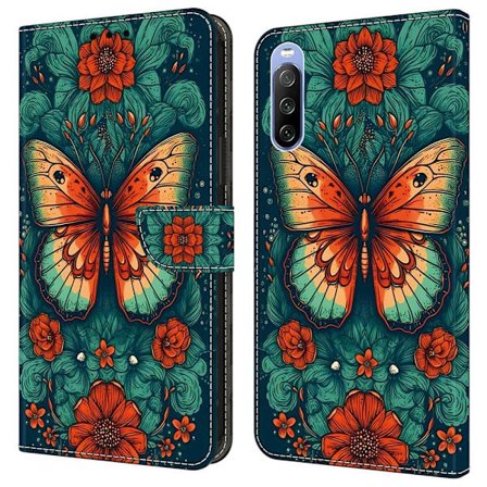 Til Sony Xperia 10 V Magnetisk etui PU-læder r-mønsterudskrivning Telefonpungcover - Sommerfugl