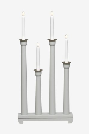Jotex - El-lysestake 4 lys tre 59 cm Grå - Kjøp Adventsstaker hos Jotex