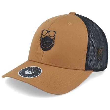 Bearded Man - Brun trucker Keps - Face Mask Quarantine Beard Caramel/Black Trucker @ Hatstore