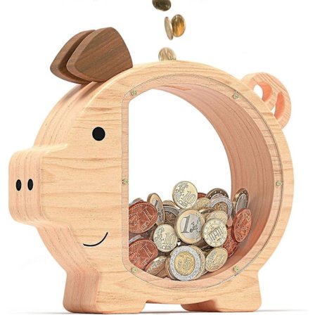 Sparebøsse i tre for barn, Søt grissparebøsse for gutter og jenter, Uknuselig sparegris i tre, Kreativ sparebøsse Personlige gaver