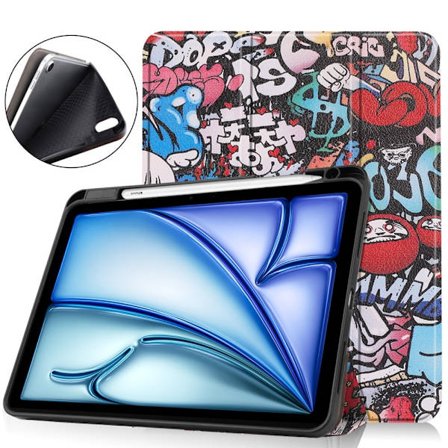 Till iPad Air 11 (2024) Slim fit tri-fold fodral Pennfack - Graffiti