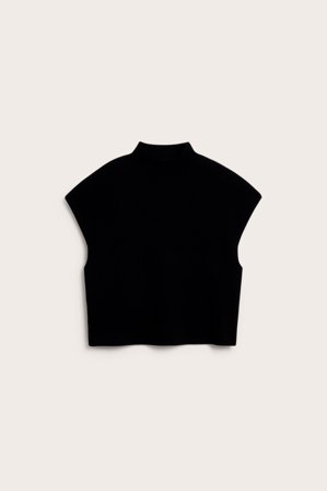 Kappahl | Stickad väst med krage Svart S | Svart