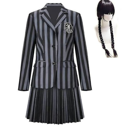 Onsdag Addams Cosplay-sett Nevermore Academy School Uniform Halloween Carnival Party-kostyme for voksne barn