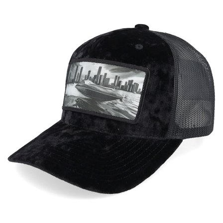 Calza Pennello - Černá trucker Kšiltovka - Speed Boat Racing Velvet Black A-Frame Trucker @ Hatstore
