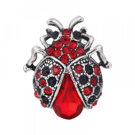 Vintage bille insekt broche sød krystal rhinestone lille dyr broche nåle diy dekoration (sølv rød) 2,5*2,5 cm