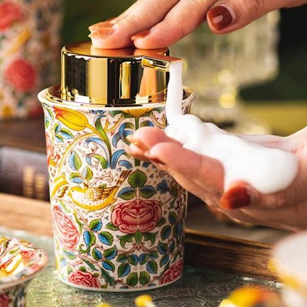 Vintage Ros Keraminen Vaahtosaippuapumppu Kylpyhuoneeseen ja Keittiöön, Uudelleentäytettävä Lotion Nestemäinen Vaahtopumppu