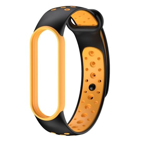 Xiaomi Mi Band 5 kaksivärinen silikonikellonauha - Musta / Keltainen
