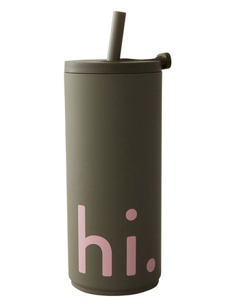 Design Letters Travel Cup With Straw 500Ml With Soft Coating - Beige - 0.5 L