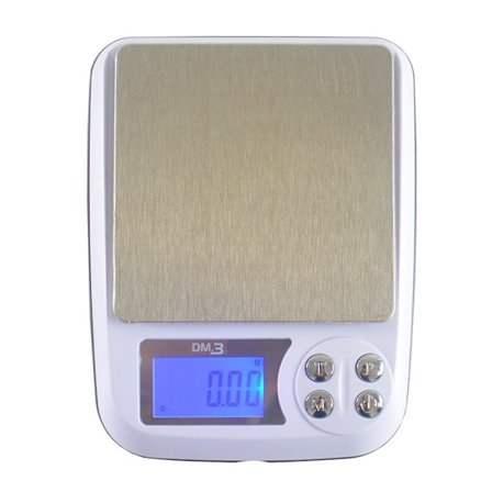 Digital köksvåg, 1 kg/0,01 g matvåg, multifunktionell matlagningsvåg med bricka, smyckesvåg med laddning, inkoppling och batteridrift