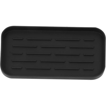 Silikon Oppvaskorganisator Matkvalitet Svampholder og Avrenner Svart Tørkematte for Oppvask Frukt og Grønnsaker