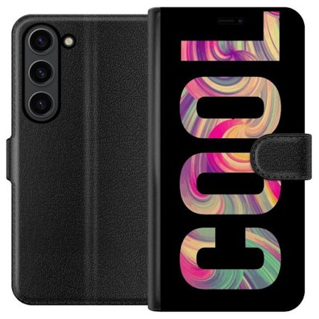 Kompatibel Tegnebogsetui til Samsung Samsung Galaxy S24+ Modern typografisk kunst med ordet LOVE i flydende regnbuefarver mod sort baggrund, der skabe