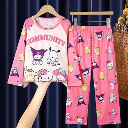 4-12 År Piger Sanrio Trykt Pyjamas Sæt Langærmet Toppe Bukser Natkjole Loungewear Gaver Sanrio Community Sanrio Community