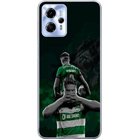 Yhteensopiva Puhelinkuori Motorola Moto G13 Neonmotiivi, jossa teksti "Gaming is in my DNA" sinisenä ja punaisena tiiliseinällä, jossa loistava DNA-sp