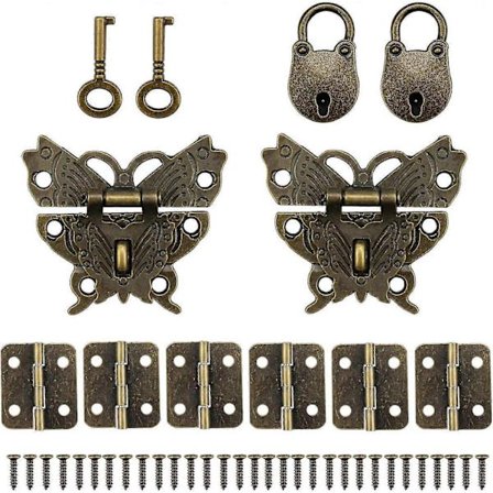 Antik borg med nøgle, antik lille hængsel, mini hængelås med spænde til æske og dagbog, gave dekoration 2024THO- Perfet