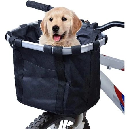 Kokoontaitettava pyöräkori eteen, musta, vedenpitävä, irrotettava