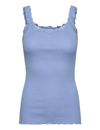 Silk Top W/ Lace T-shirts & Tops Sleeveless Blå Rosemunde*Betinget Tilbud