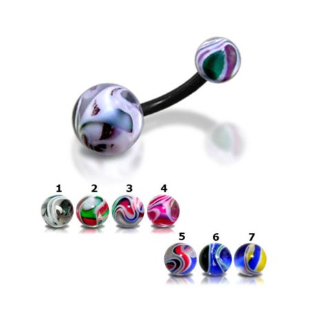 Navelsmycken UV Belly Banana med UV-bollar