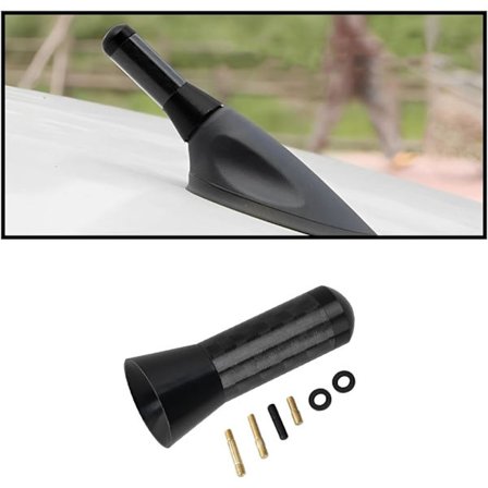 (Svart) Kort bilantenn, universell forsterket bilradio kort antenne, bilstereo FM AM antenne erstatning for alle biler