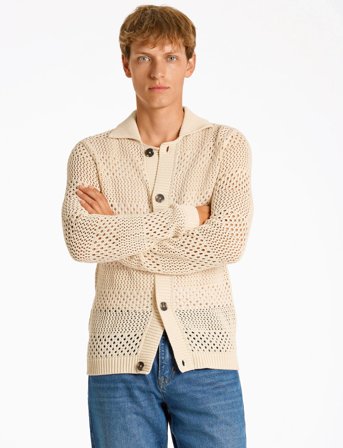 Lindbergh Crochet Cardigan - Cream - L