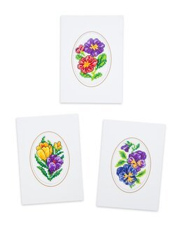 Broderikit Kort Blomster 3-pack - Svarta Fåret