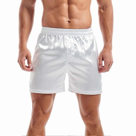 Herre Casual Undertøj Soveshorts Satin Boksershorts Silke Glatte Pyjamasshorts Mand Ensfarvet Hjemme Sovetøj Yoga Sports Underbukser