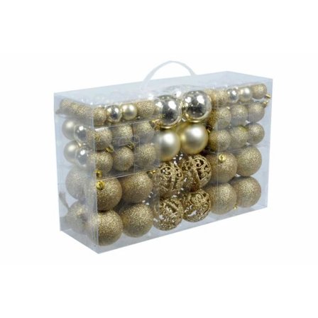 100 stk julekuler i plast, gull