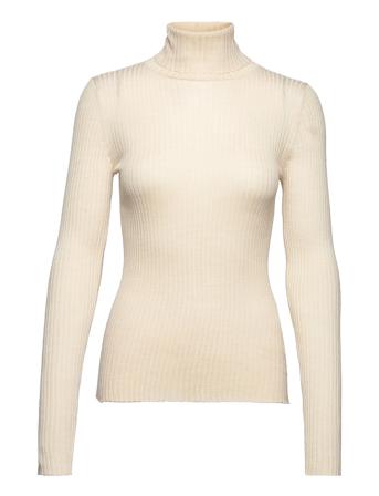 Slfcostina Ls Knit Rib Rollneck Beige Selected Femme