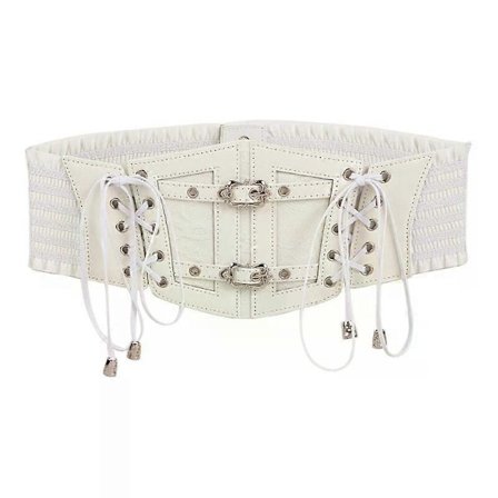 Underbust Bustier Korsett, Sexy Bred Snøring Hvit Obi Midjebelte