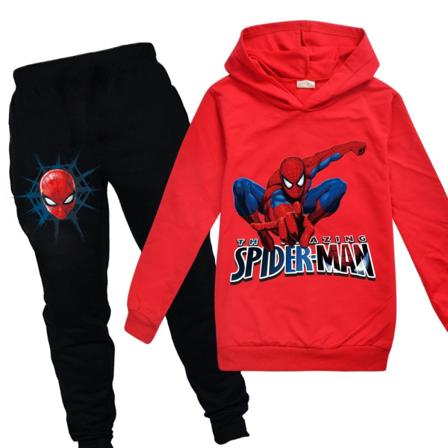 Barn Pojkar Spiderman Hoodie Top Pullover Byxor 2st Kit red 140cm