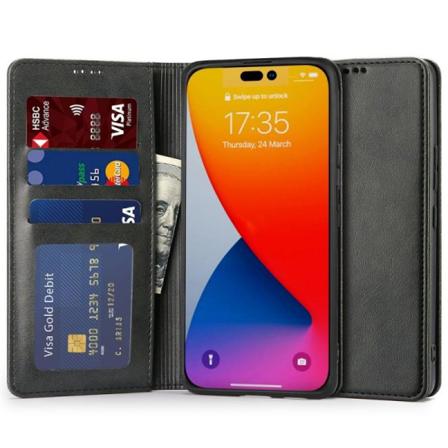 Iphone 14 Pro Max Plånboksfodral Pu-läder 4-fack Svart