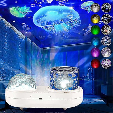 Ocean Light Projector For Bedroom, 360 Graders Roterende Nattlys Projektor 6 Farger Dobbeltlags Stereo Projeksjonseffekt Galaxy Projeksjon N Zekai