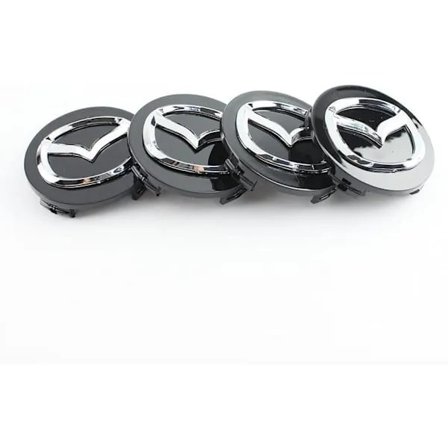 (Sort) 4 stk. Navkapsler til Mazda, 57mm, Navkapsler til Bil