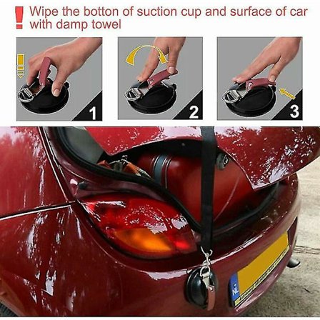 2 x Max. 22 kg Funkts-auto-saugnapf til solsejl og køretøjsafdækning, sort