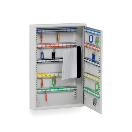 Schlüsselschrank ROWLEY mit 100 Haken, 550 x 380 x 80 mm,grau