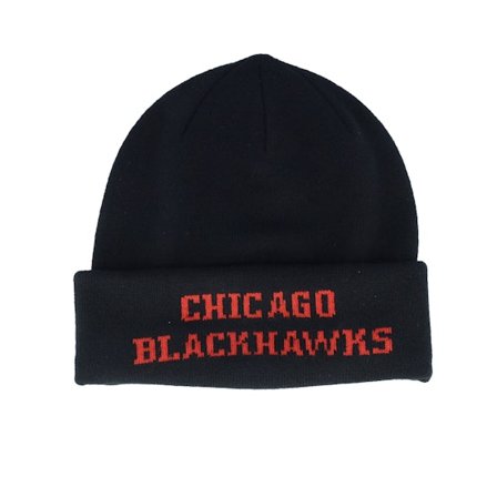 Mitchell & Ness - NHL Noir balaclava Bonnet - Chicago Blackhawks Tailgate Knit Black Baclava Cuff @ Hatstore