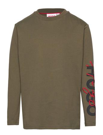 Long Sleeve T-Shirt T-shirts Long-sleeved T-shirts Kakigrønn Hugo Kids*Betinget Tilbud