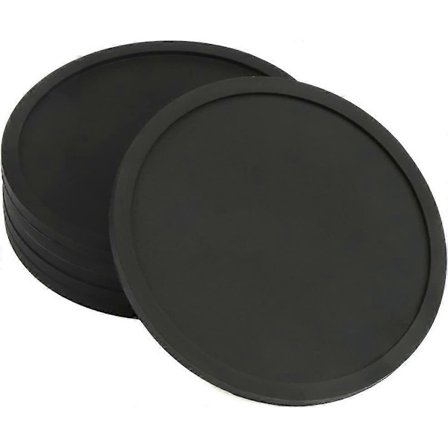 6 st Dryckunderlägg Kopp Pad Matta Svart Rund Silikongummi Muggunderlägg Halkfri