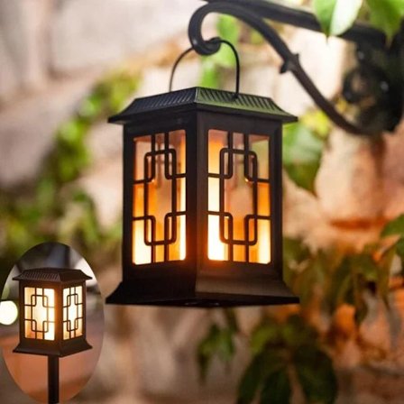 Solcellelampe til haven med 2 tilstande (Blinkende/Varm), solcellelanterne til udendørs brug til havedekoration