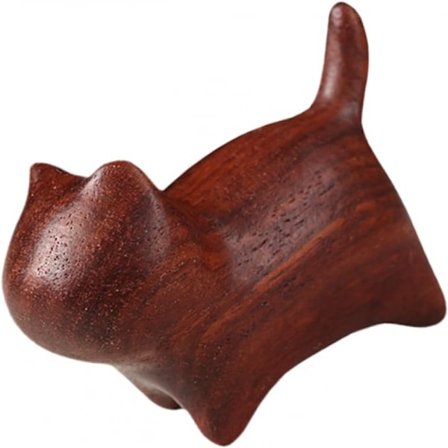 Puinen kissapatsas Tsundere-kissa Koriste Pöytäminiatyyrit Puiset eläimet Kissanpentu Puinen kissa Onnekas puinen veistos kissa Figuriini 47*35*23mm 
