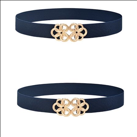 1 Metal Interlocking Buckle Elastisk Bælte til Kvinder Dame(Marineblå