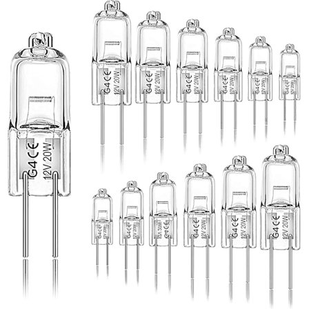 12-pack G4 20W 12V 2800K 2-stifts halogenlampa för huv, kök, vardagsrum, sovrum