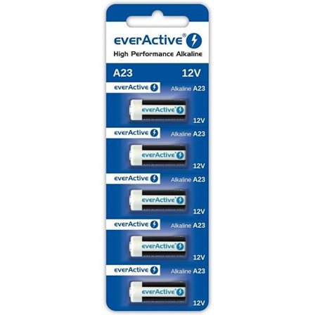 EverActive 5 x Pakke med 20 Alkaliske Batterier MN21 A23 12 V V23GA -23 A (1 Blisterpakke) - EV23ABL5