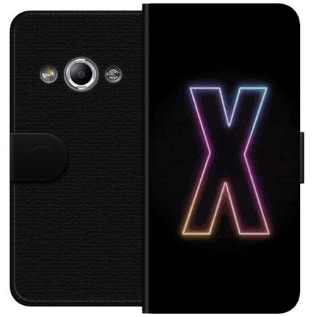 Kompatibelt Lommeboketui til Samsung Galaxy Xcover 3 Neonbokstav X i sterke fargevariasjoner mot svart bakgrunn, kraftig typografisk design med tydeli