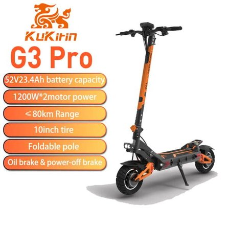 Kukirin G3 PRO elscooter | 1200W*2 / dubbeldriven motor | 52V/23Ah batteri | maxhastighet 65 km/h | 80 km räckvidd