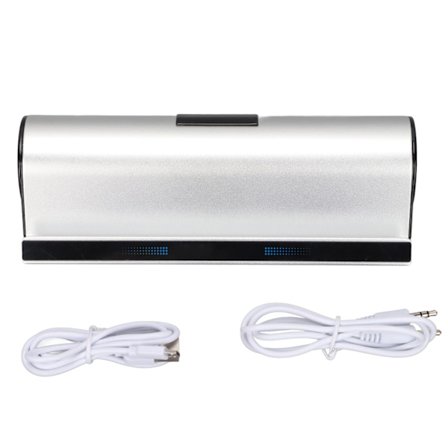 Bluetooth Højttaler Stereo Dobbelt Drivere Genopladelig Bærbar Trådløs Holder Højttaler til Mobiltelefon Tablet Sølv