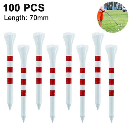 100 golf tees træ - 100 stk. 70mm / 83mm bambus hvid + rød 70 mm