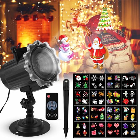 Jouluvaloprojektori ulkokäyttöön, 16 HD-kuviolla ja kaukosäätimellä, vedenpitävä LED-jouluvaloprojektori ulkokäyttöön