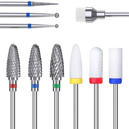 10 st keramiska nagelborrset professionella ta bort akrylgel nagelband akryl diamant karbid nagelborr verktyg för manikyr pedikyr hemmabruk