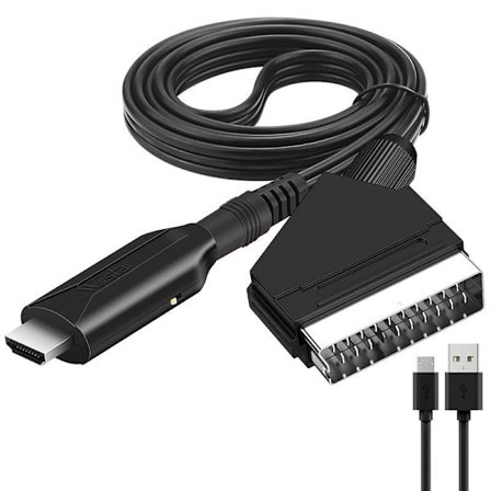1 stk. Scart til HDMI-adapter, Scart til HDMI-konverter med HDMI-kabel